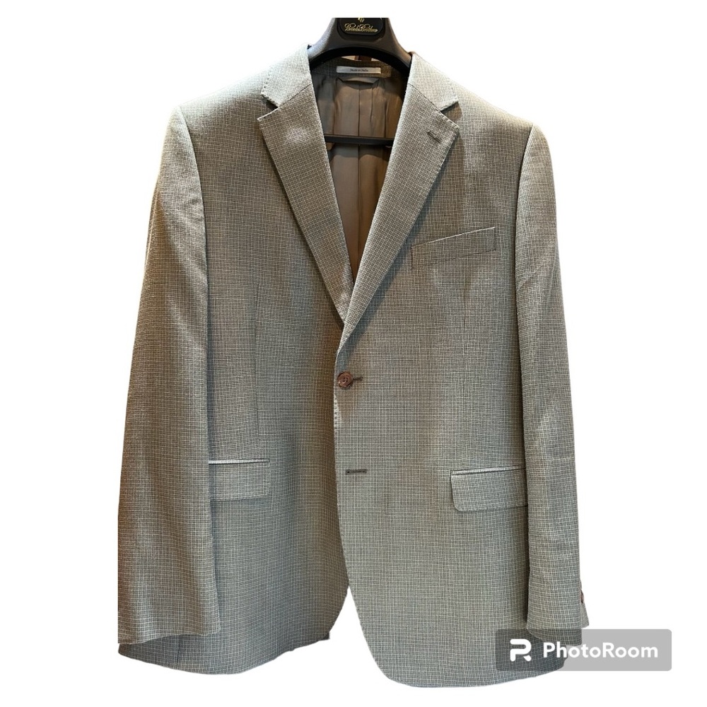 Lauren Ralph Lauren Mens 44R Beige Check Silk Wool Blazer Sport Coat Suit Jacket